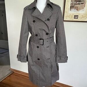 Classic Black White HoundstoothWomen's Trench Coat NWT On 34th Raincoat Macy’s